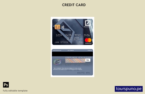Listo para imprimir la plantilla Mastercard del Deutsche Bank de Alemania
